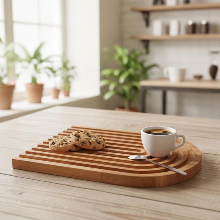 سینی سرو قهوه چوبی رابروود 12×21 مناسب کافی شاپ